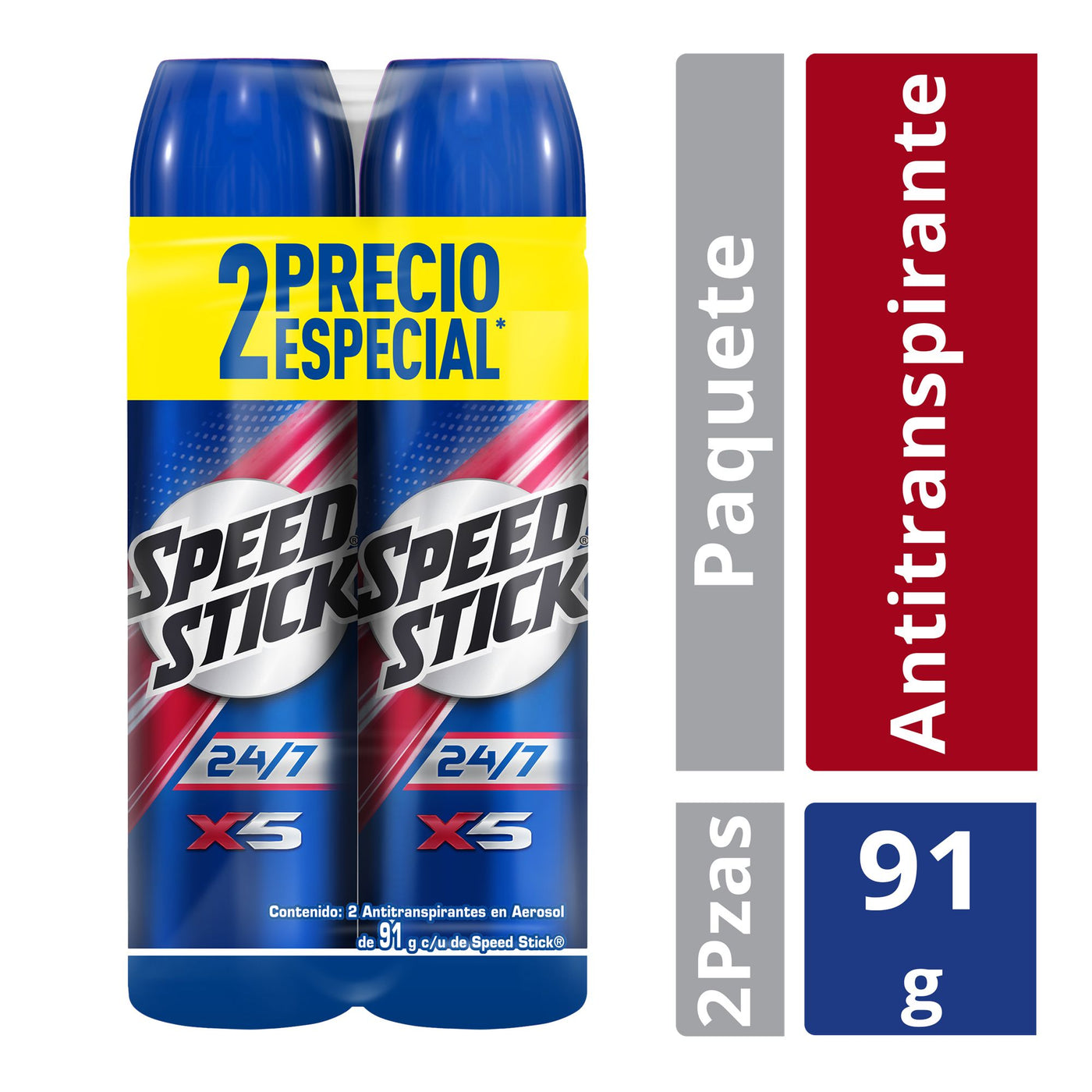 Desodorante Antitranspirante Speed Stick 24/7 X5 Multi-protect Aerosol 91 G 2 Pack