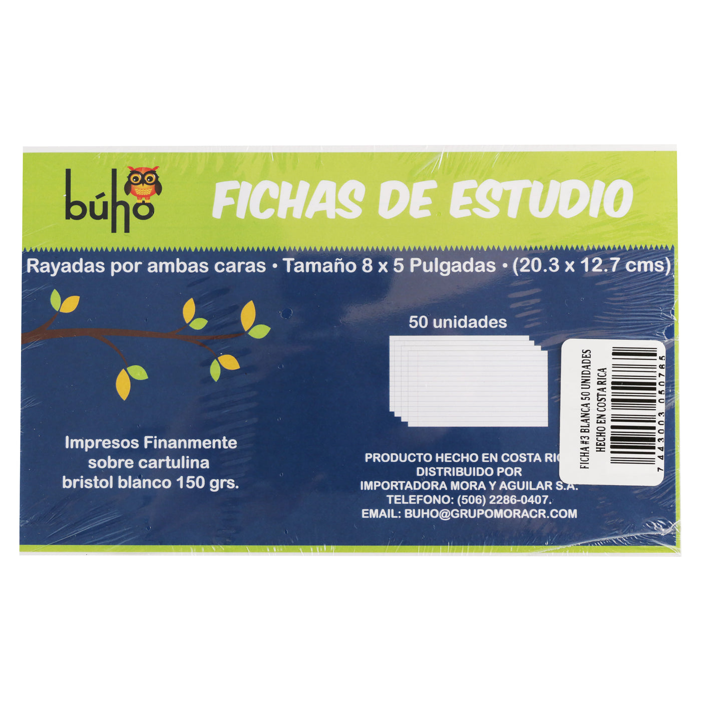 Fichas Buho De Estudio Rayadas Por Ambas Caras - 50 Uds
