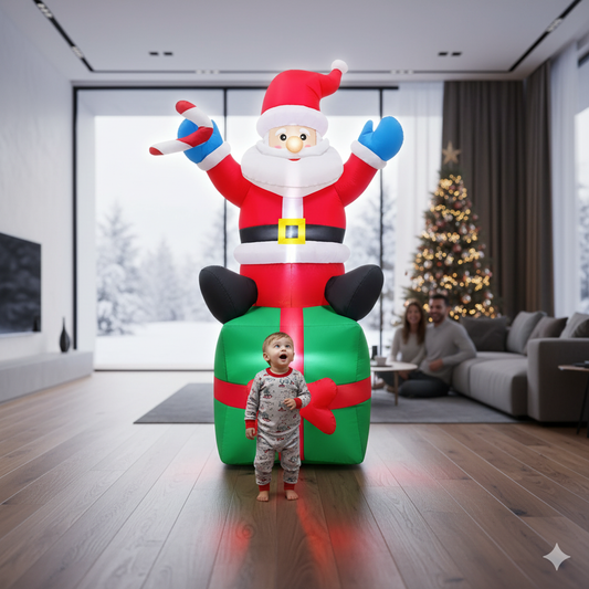 Inflable Santa Sentado en Regalo