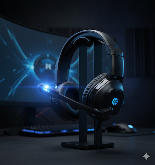 Audífono Gamer HP (Modelo DHE-8002) | Multiplataforma con LED Azul