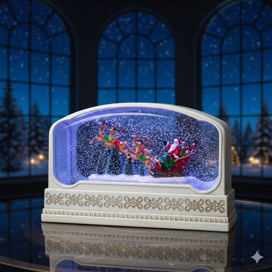 Lámpara Navideña Trineo y Santa (Efecto Nieve)