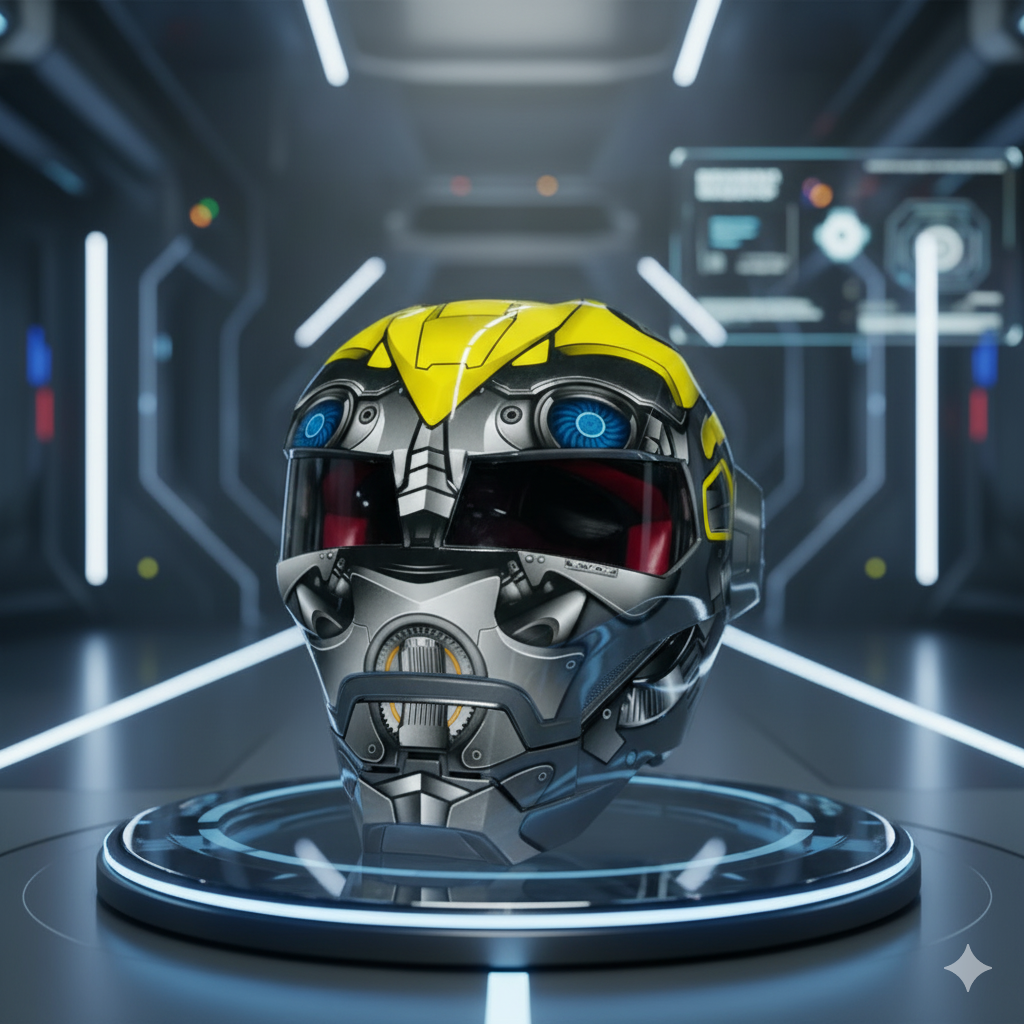 🤖 Casco de Moto Estilo Transformers –  Fibra de Vidrio, Diseño Futurista