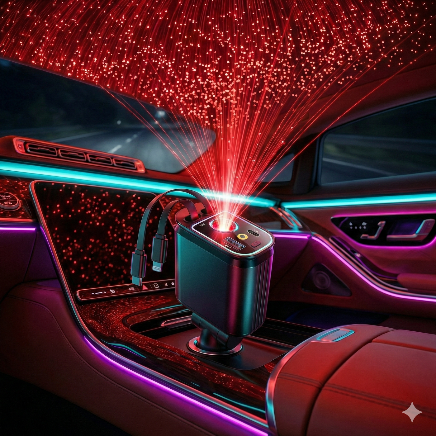 Cargador Retráctil Starlight 4 en 1 – High-Power Starry Edition