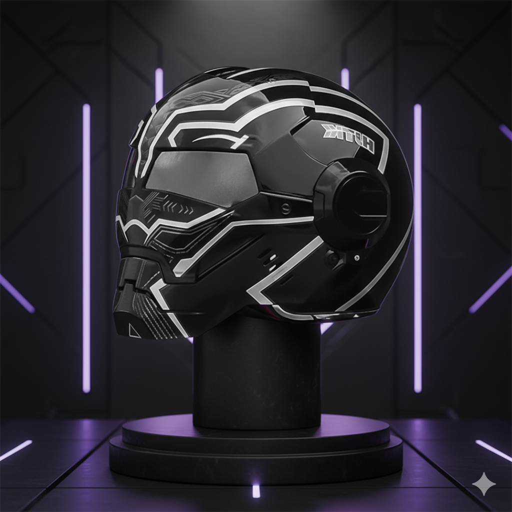 🤖 Casco de Moto Estilo Transformers –  Fibra de Vidrio, Diseño Futurista