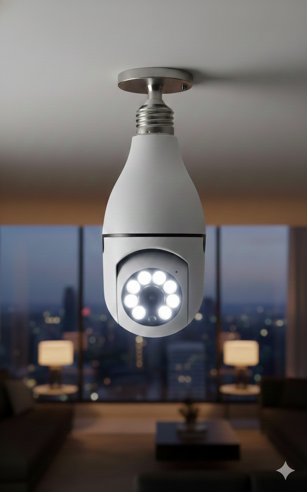 Cámara E28 – Vigilancia Táctica 360° (Smart Bulb Edition)