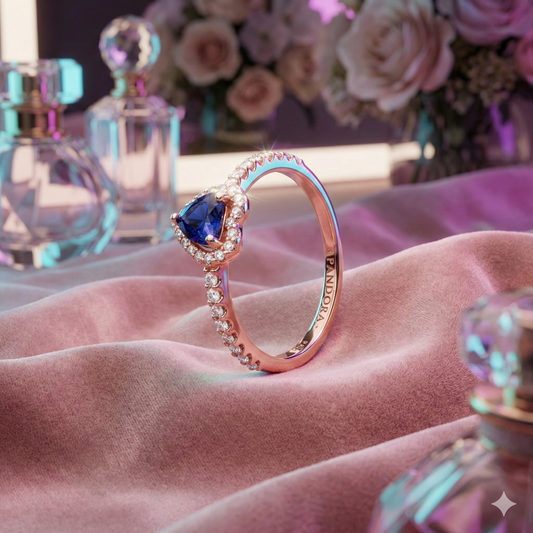 Anillo Corazón Azul Eterno – Royal Bloom Collection - Pandora