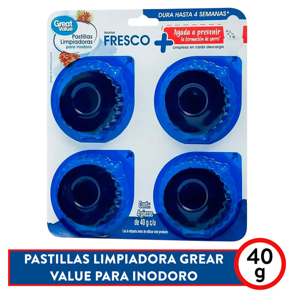 Pastilla Limpiadoras Great Value Azul 4 Pack - 40 G