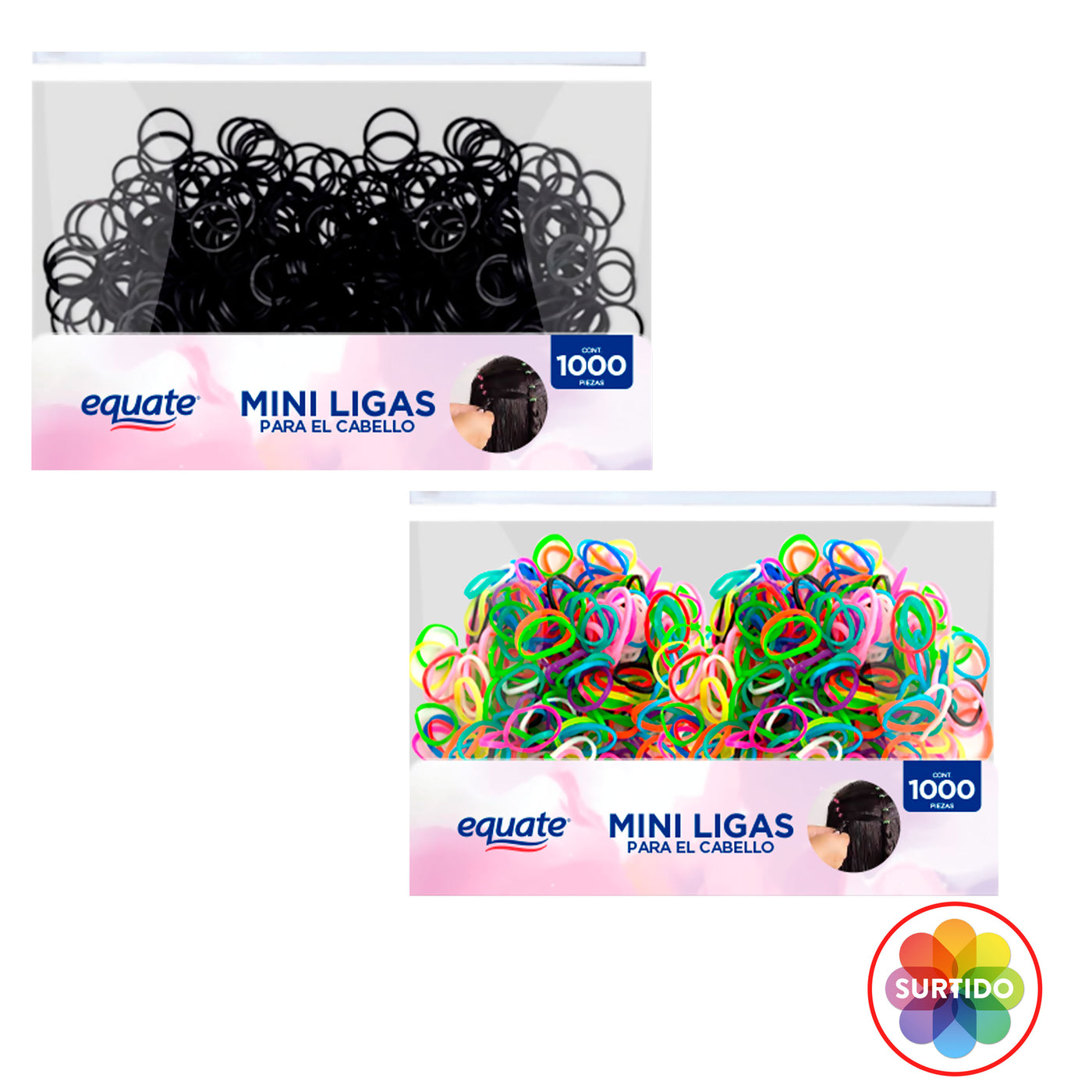 Mini Ligas Equate Para El Cabello Surtido Color - 1000uds