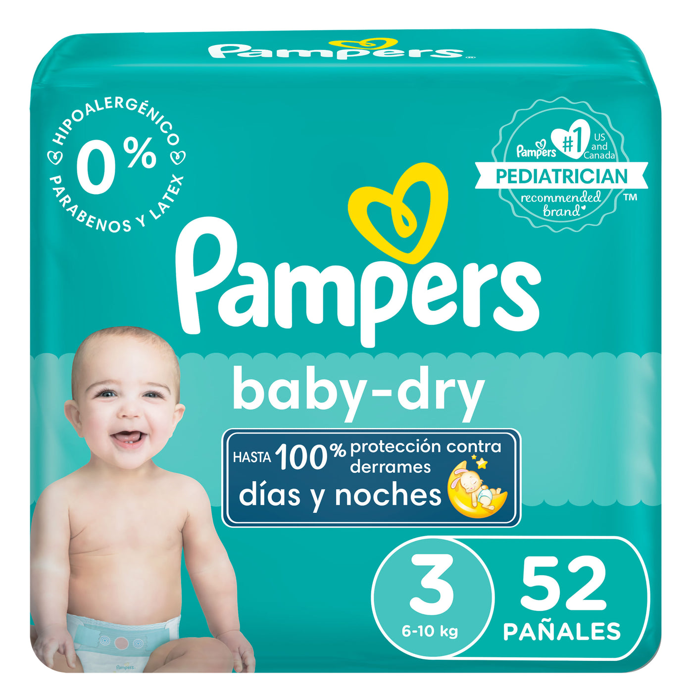 Pañales Pampers Baby-dry, Talla 3 -52 Uds