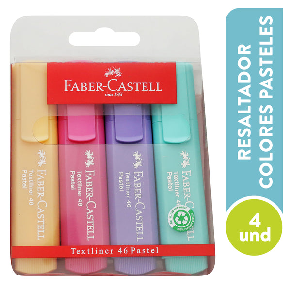 Resaltadores Faber Castell Colores Pastel Caja - 4 Uds