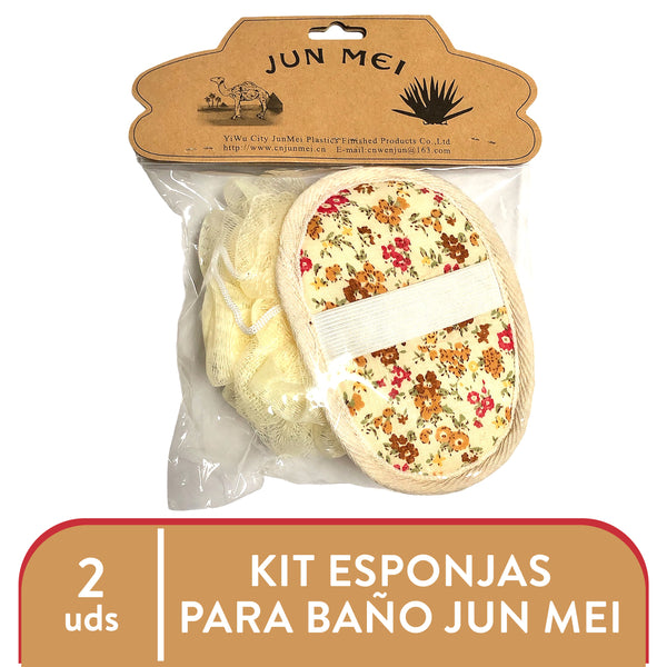 Kit Jun Mei De Esponjas Para Baño - 2 Pzas