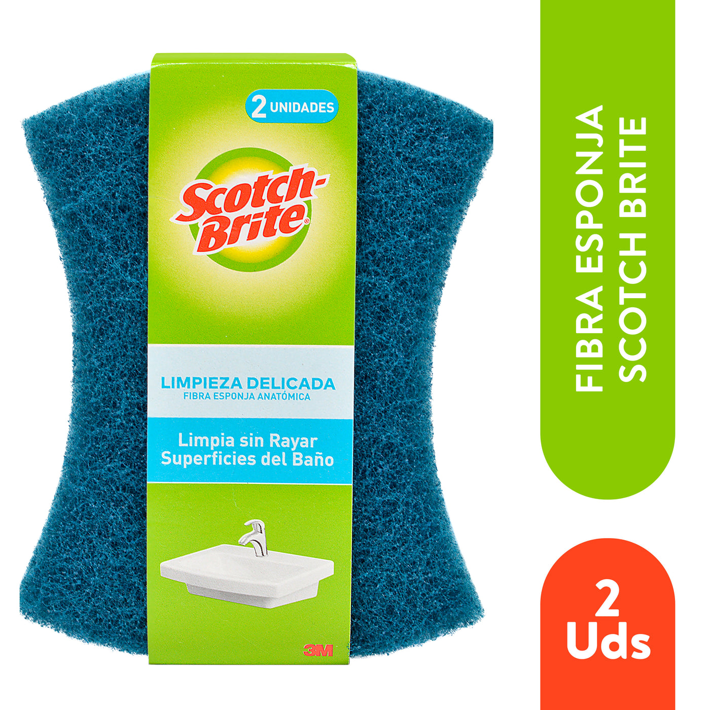 Esponja Scotch Brite Azul Doble Uso No Rayas Baños - 2 Uds