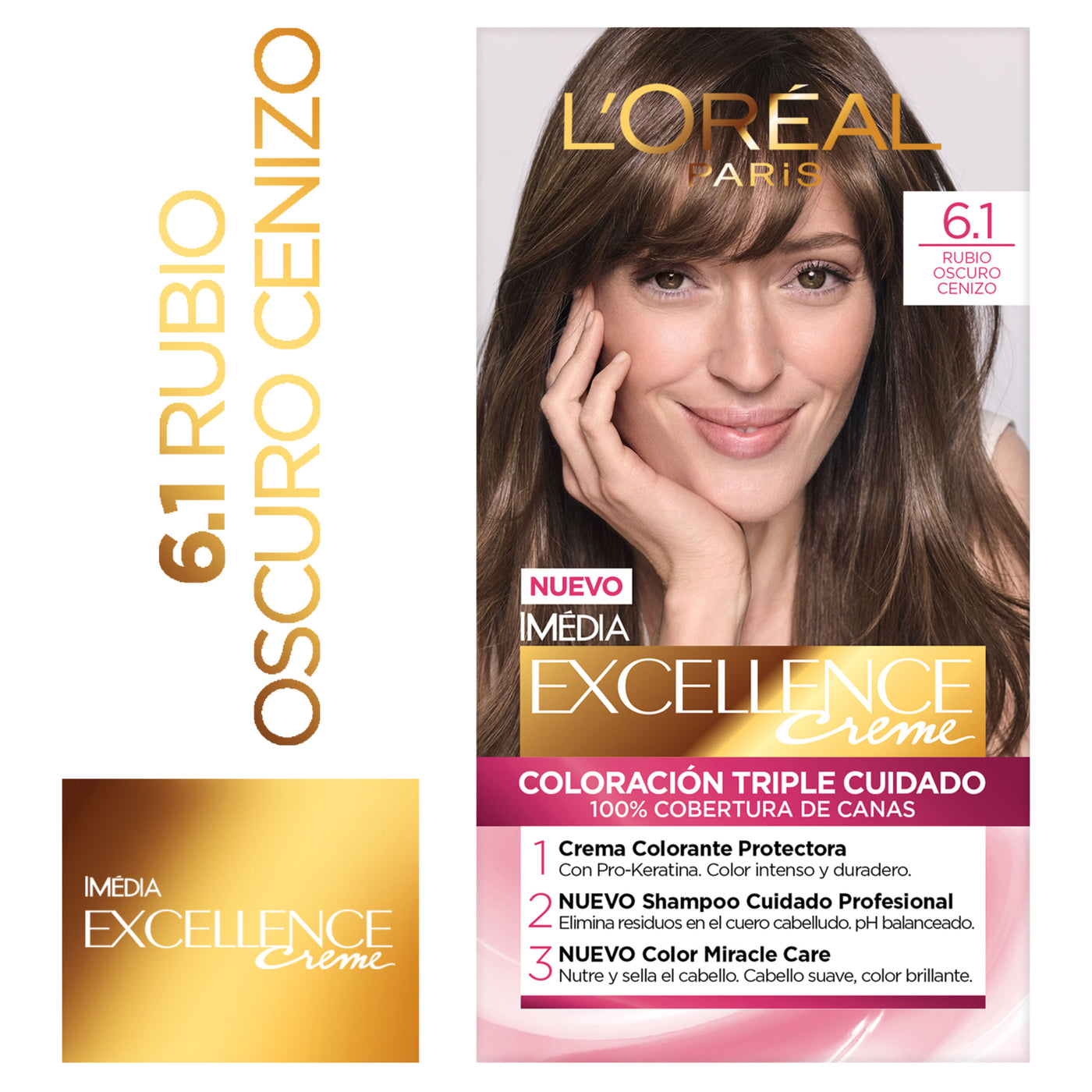 Tinte Para El Cabello Permanente L'oréal Paris Excellence Creme Tono 6.1 Rubio Oscuro Cenizo