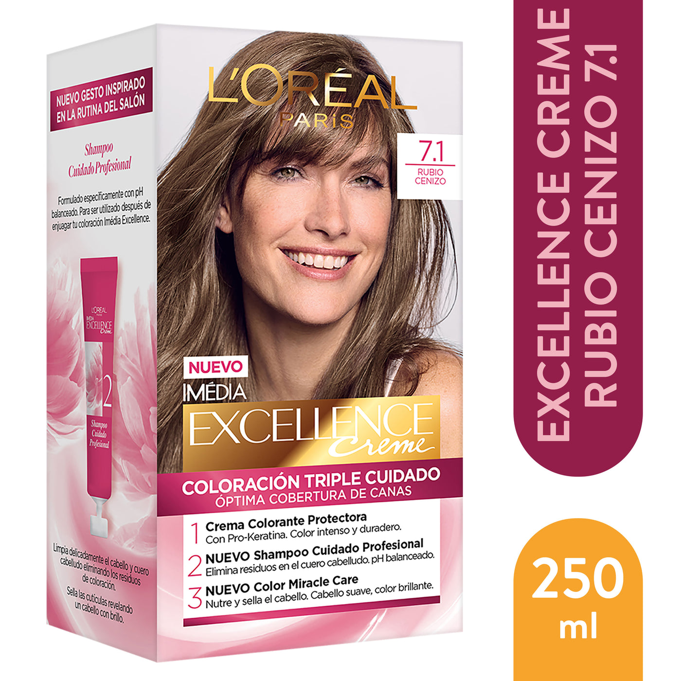 Tinte Para El Cabello Permanente L'oréal Paris Excellence Creme Tono 7.1 Rubio Cenizo