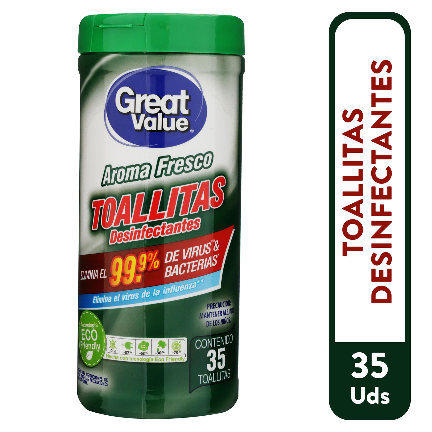 Toallitas Great Value Desinfectantes Aroma Fresco - 35 Uds
