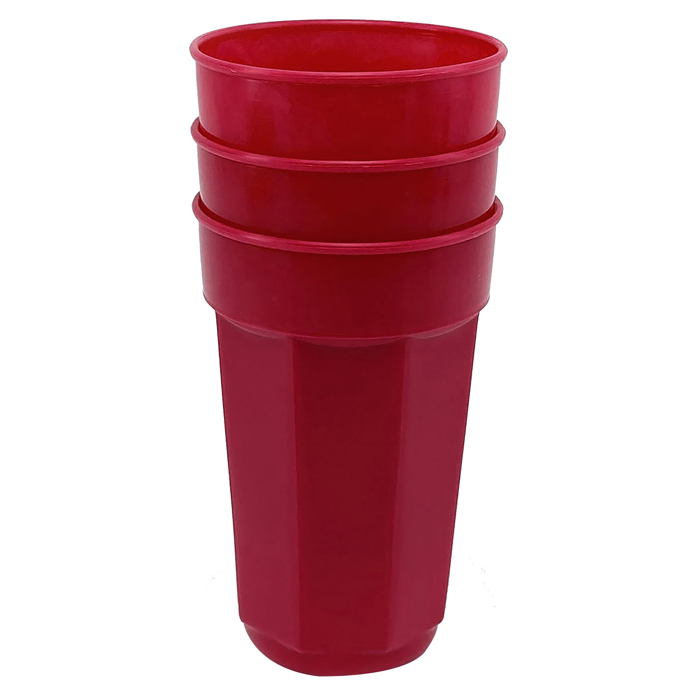 Vaso Facetado (22 Oz) Guateplast Set De 3 Rojo Chef 0