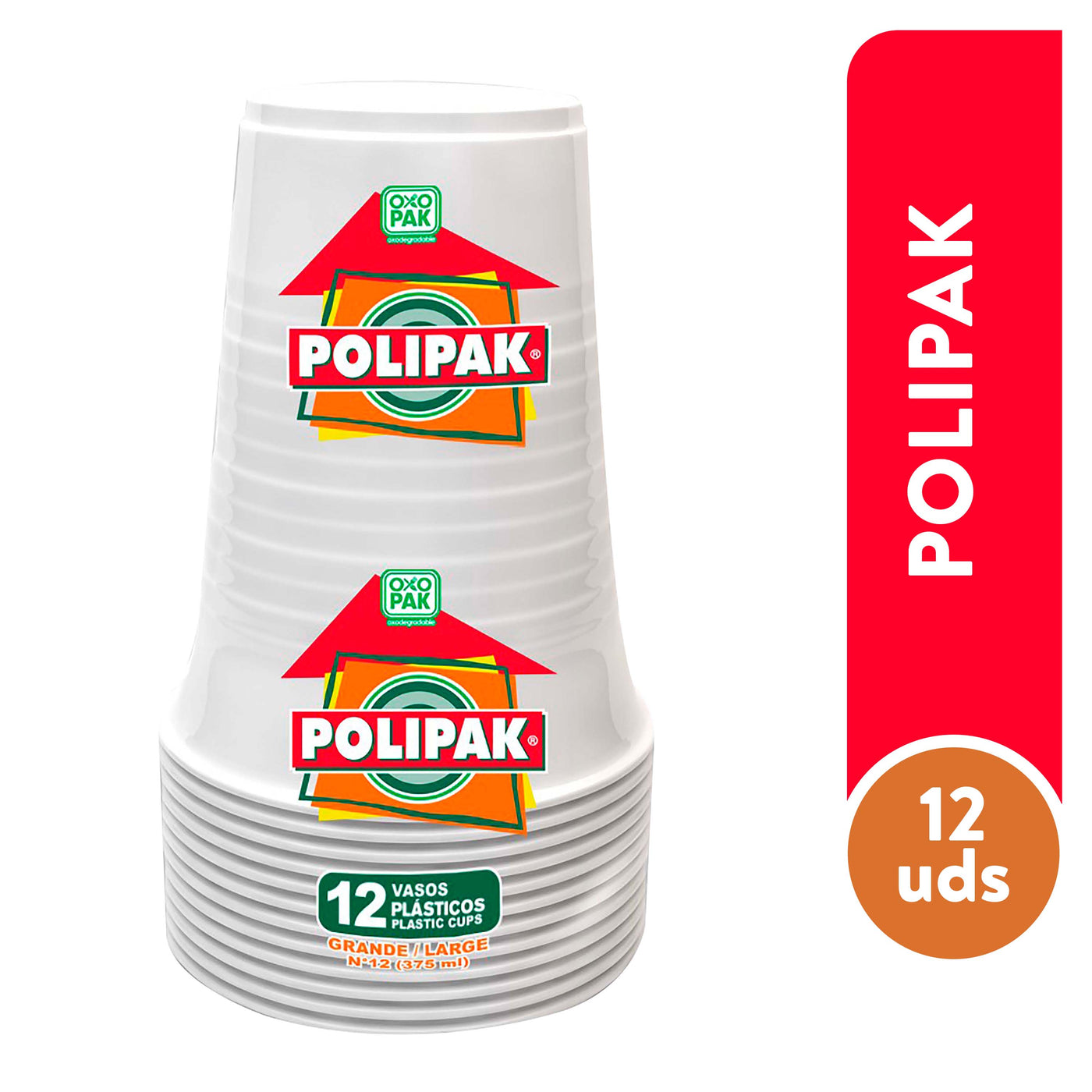 Vasos Polipak Grandes Desechable - 12 Uds