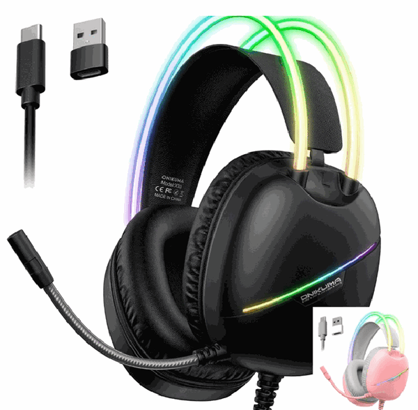 Diadema Audifonos X33 Rosado y Negro