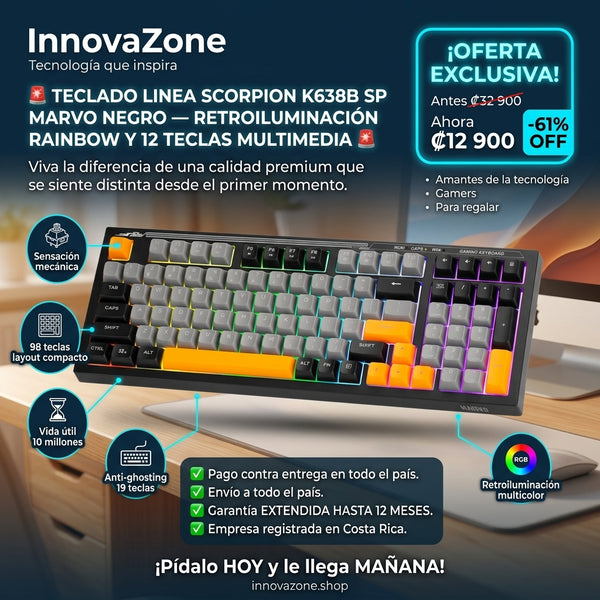 TECLADO LINEA SCORPION K638B SP MARVO NEGRO - oferta