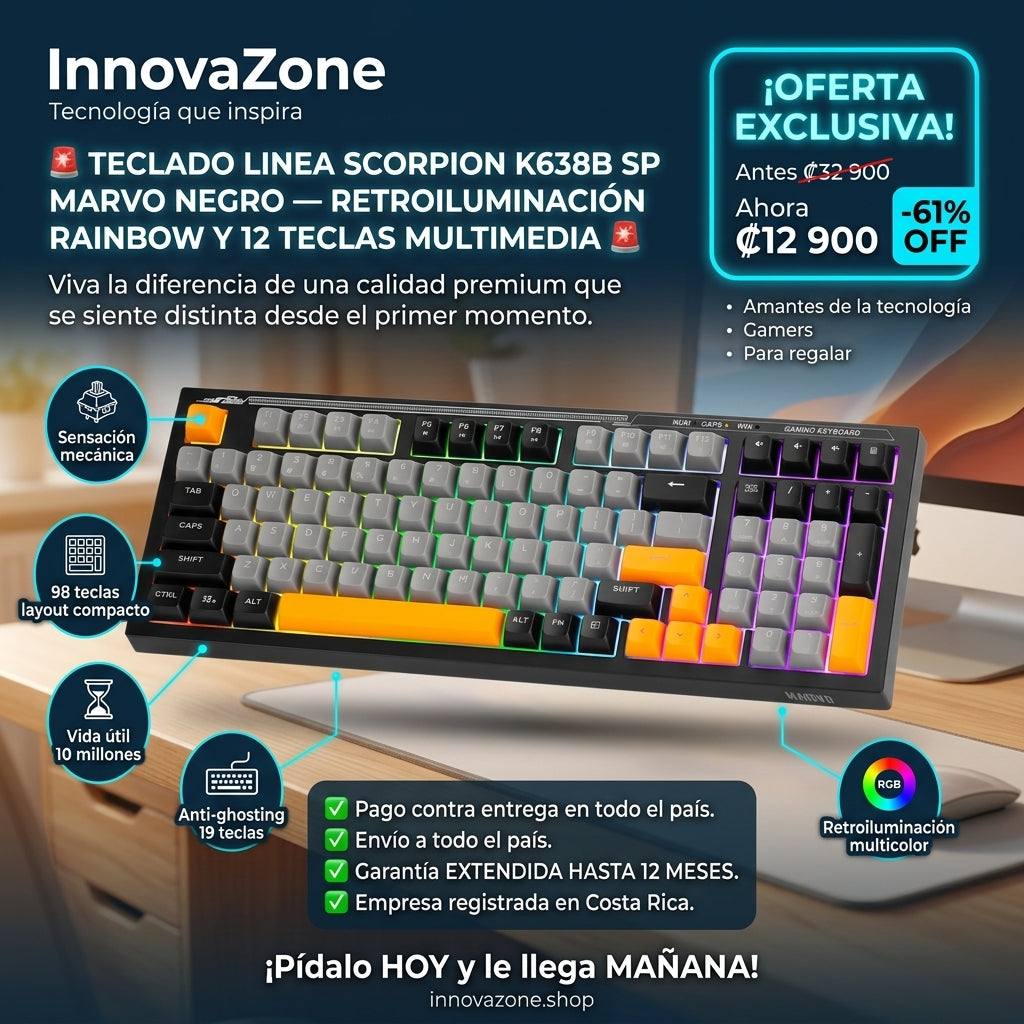 TECLADO LINEA SCORPION K638B SP MARVO NEGRO - oferta