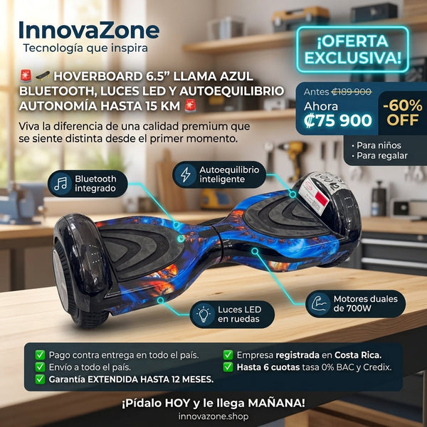 Hoverboard Patineta Eléctrica Autobalanceada 6.5 Pulgadas Diseño Llamas Azules - oferta