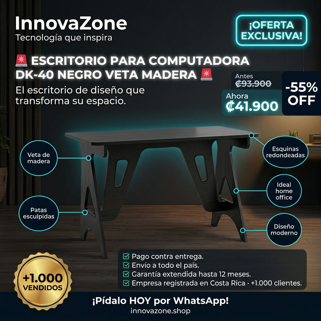 Escritorio para Computadora DK-40 negro veta madera - oferta