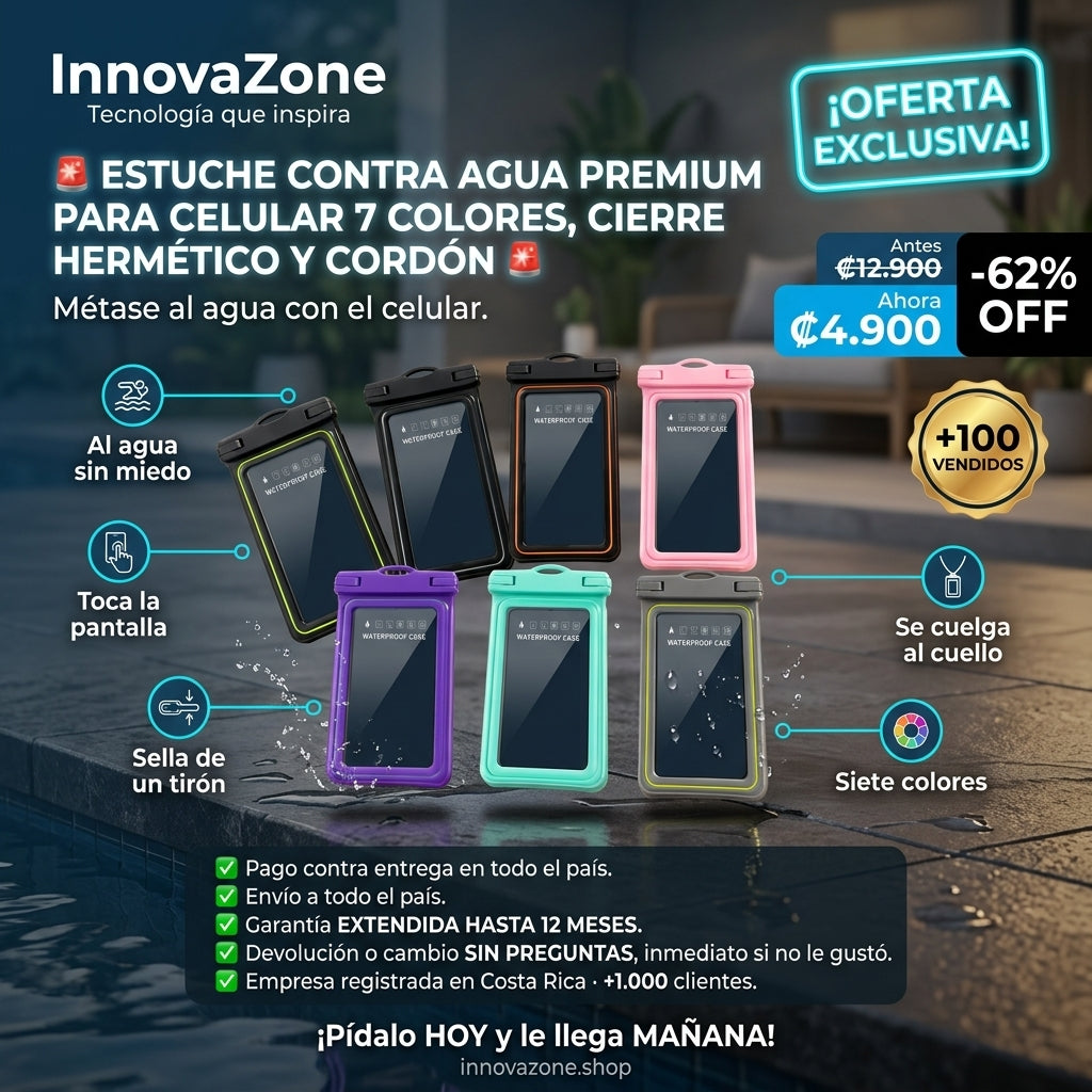 Estuche Contra Agua Premium para Celular 7 Colores - oferta