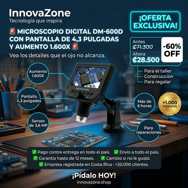 Microscopio Digital DM-600D Sunshine con Pantalla de 4,3 Pulgadas y Aumento 1.600X - oferta
