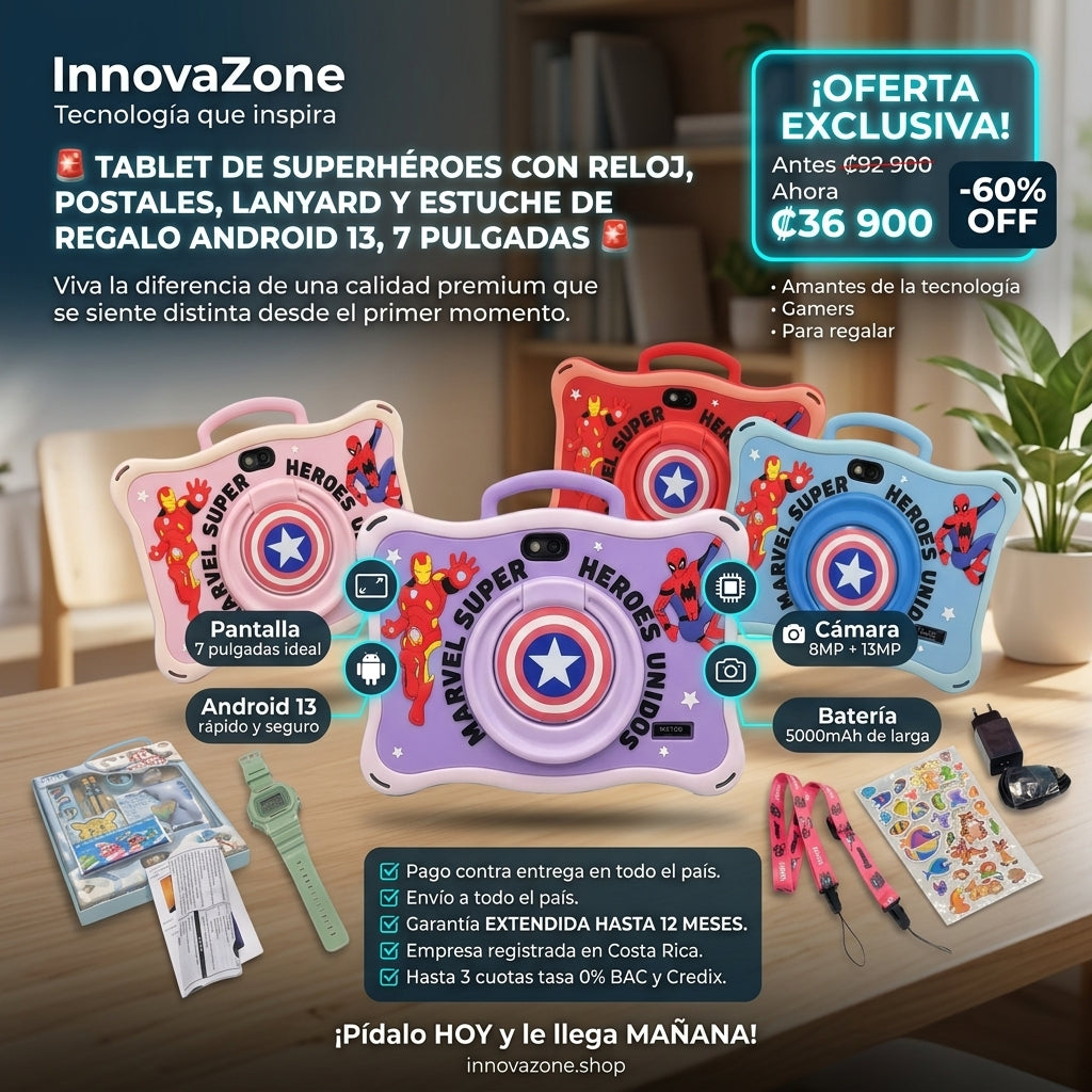 Tablet de Superhéroes con Reloj, Postales, Lanyard y Estuche de Regalo - oferta