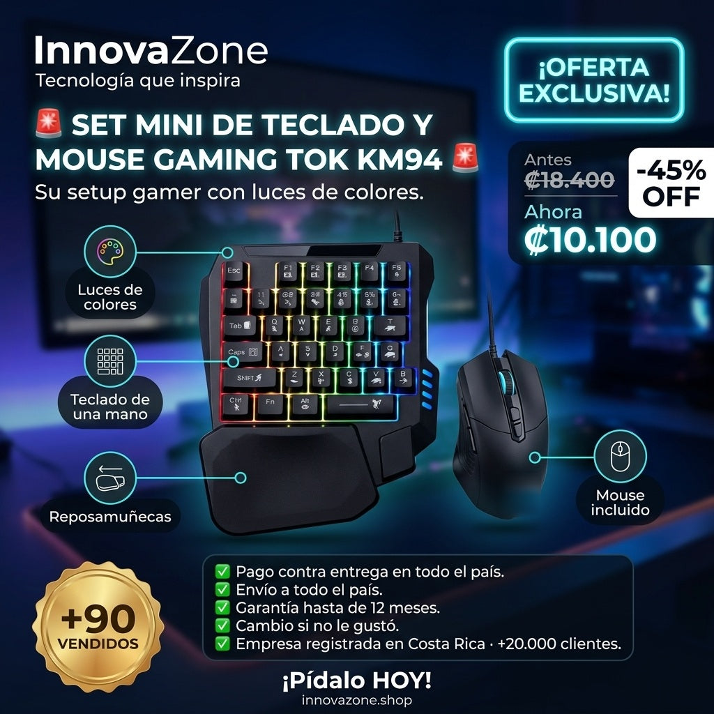Set mini de teclado y mouse gaming TOK KM94 - oferta