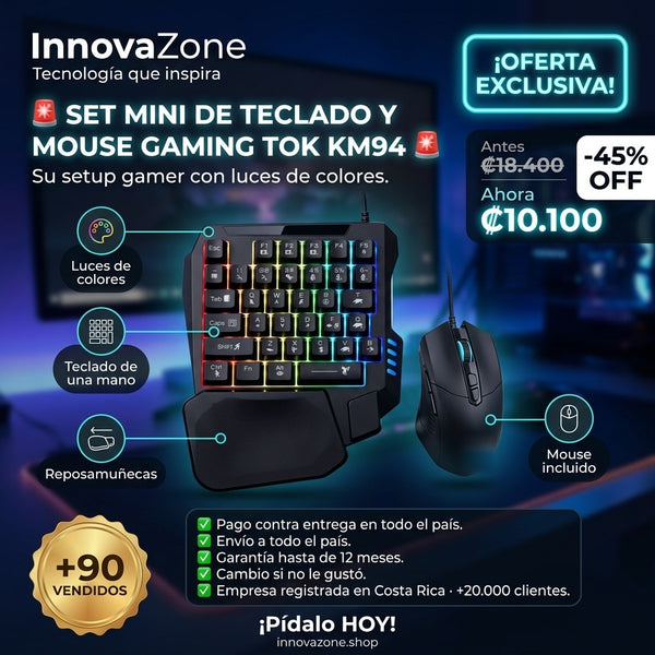 Set mini de teclado y mouse gaming TOK KM94 - oferta