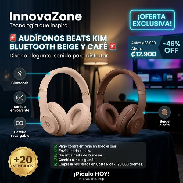 Audífonos Beats Kim Bluetooth beige y café - oferta