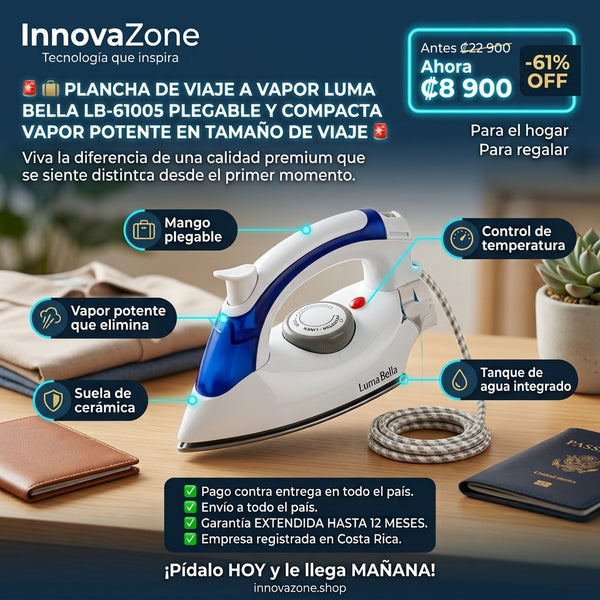 🧳 Plancha de Viaje a Vapor Luma Bella LB-61005 · Plegable y Compacta - oferta