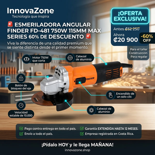 Esmeriladora Angular FINDER FD-481 750W · 115mm MAX Series - oferta