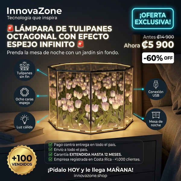 Lámpara de Tulipanes Octagonal con Efecto Espejo Infinito
