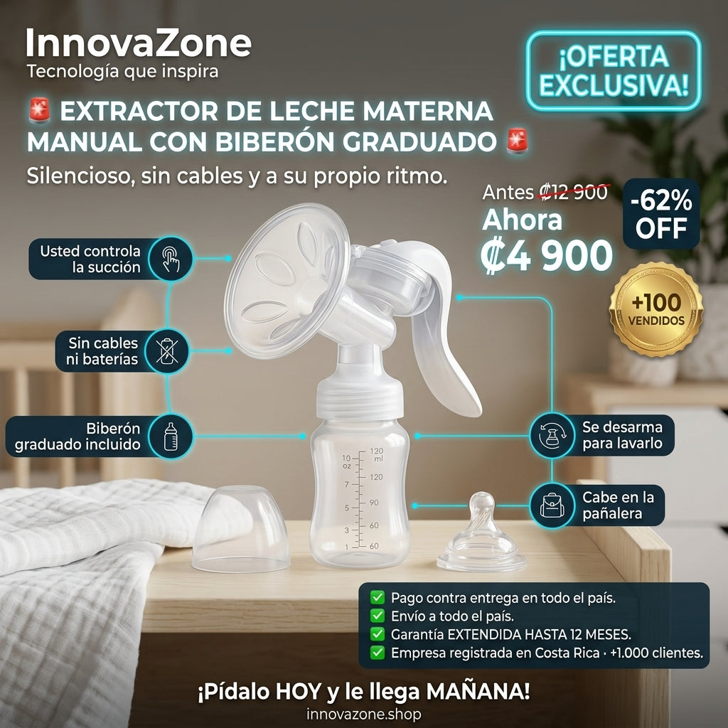 Extractor de leche materna manual con biberon graduado
