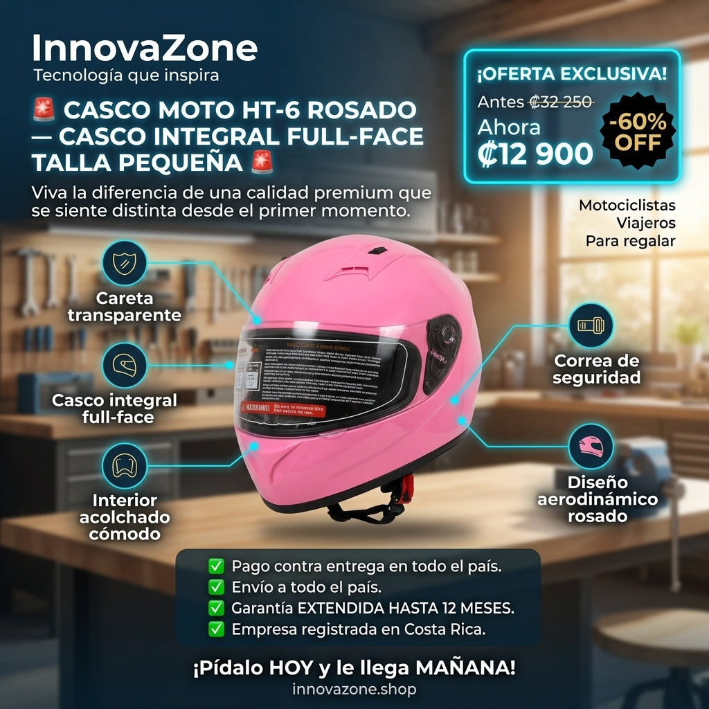 Casco Moto HT-6 Rosado - oferta
