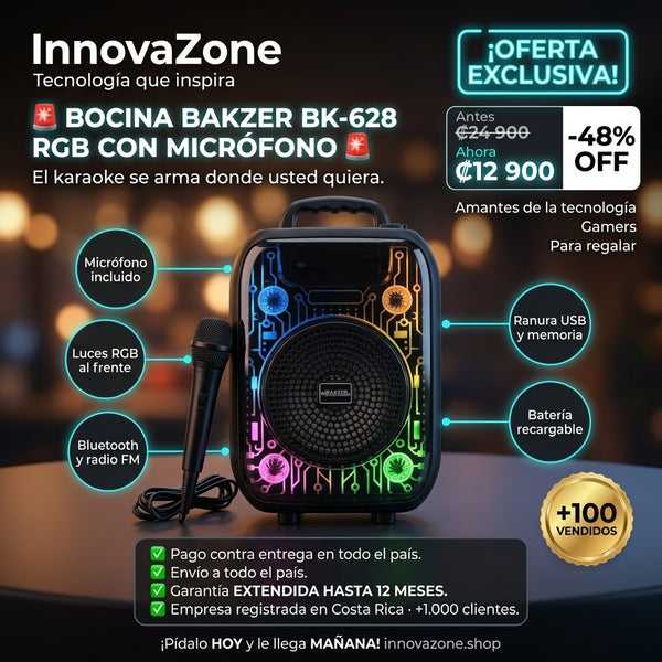 Bocina Bakzer BK-628 RGB con Micrófono