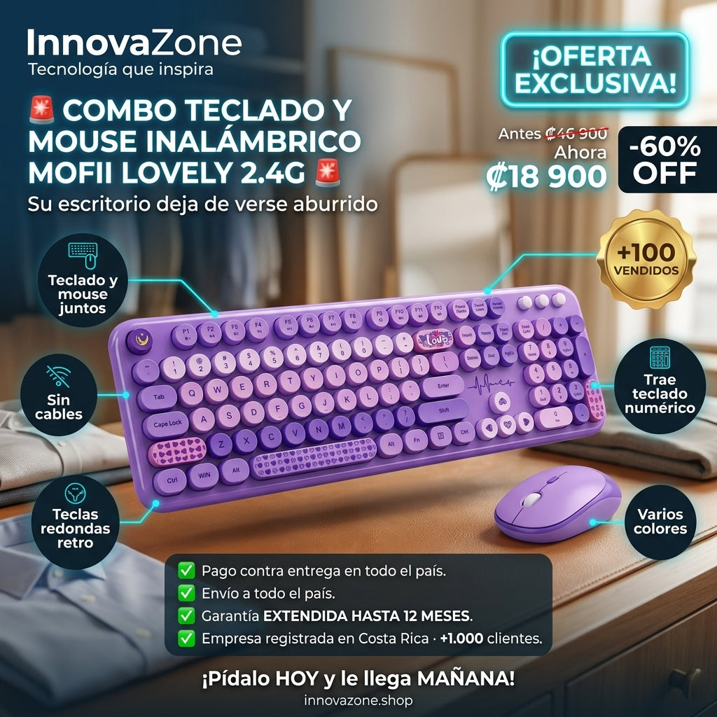 Combo Teclado y Mouse Inalambrico MOFII Lovely 2.4G