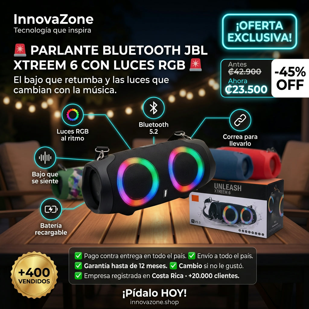 Parlante Bluetooth JBL Xtreem 6 con Luces RGB - oferta