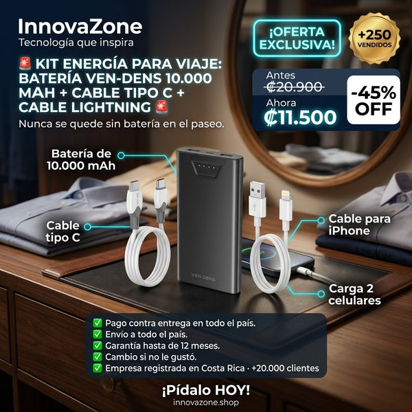 Kit energía para viaje batería y cables - oferta