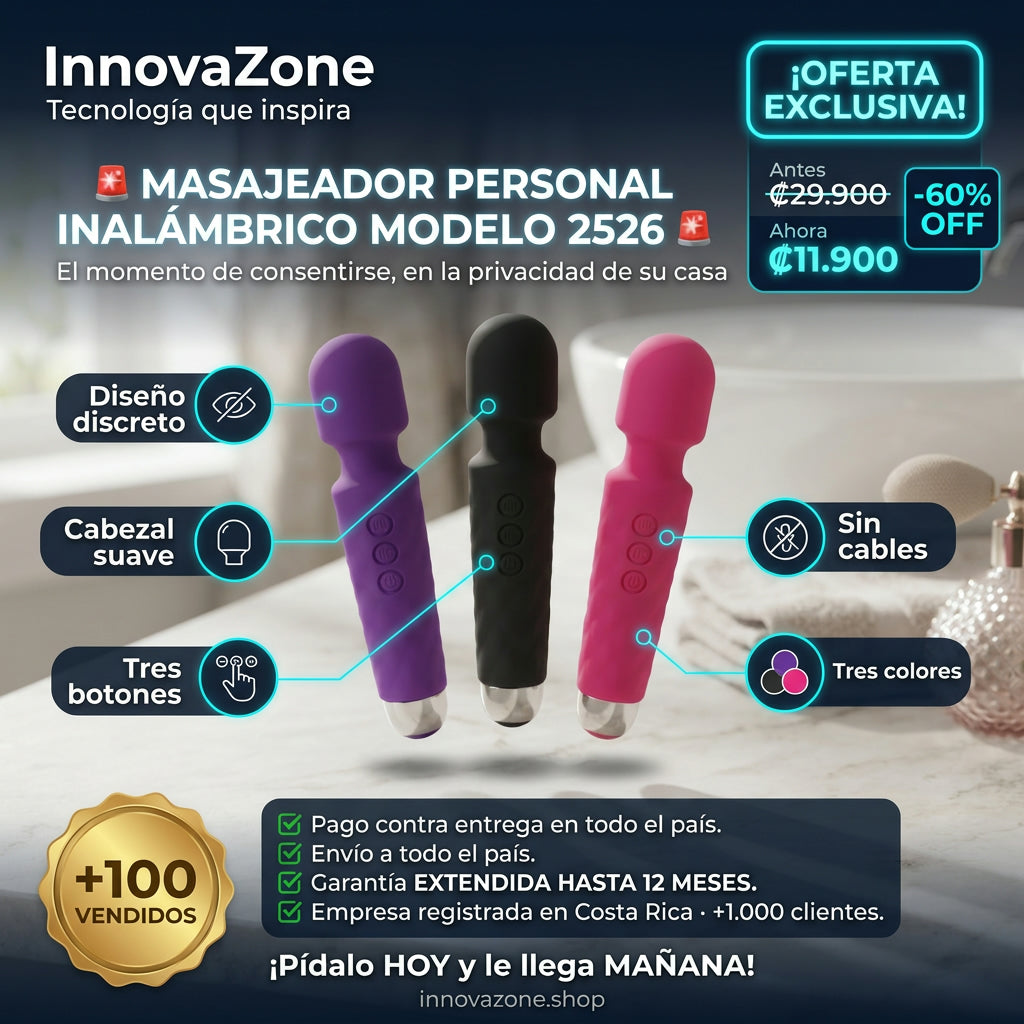 Masajeador Personal Inalámbrico Modelo 2526 · Morado, Negro o Fucsia - oferta