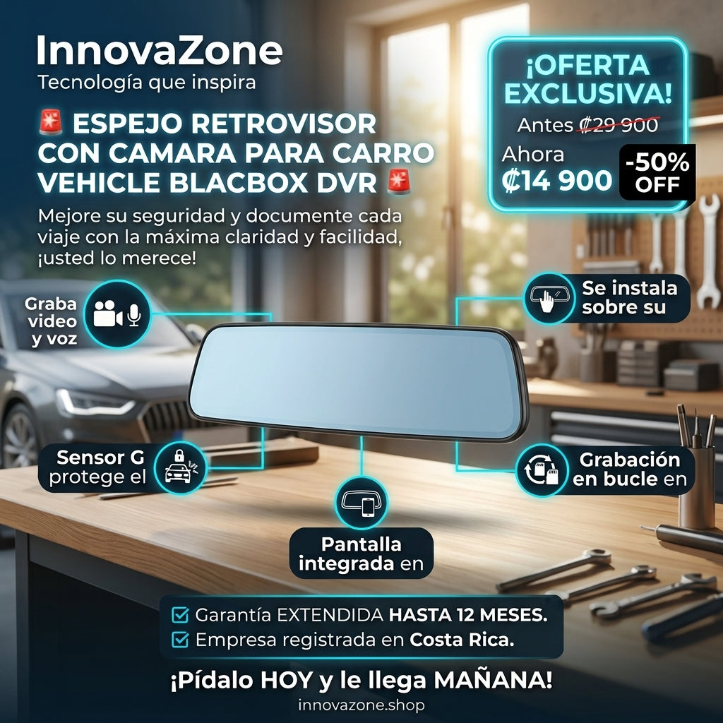 Espejo Retrovisor Con Camara Para Carro Vehicle Blacbox Dvr - oferta ₡14.900