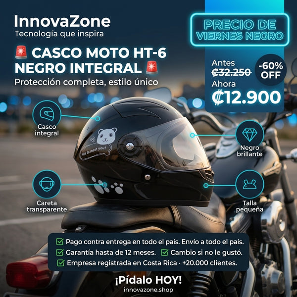 Casco Moto HT-6 Negro Integral - oferta