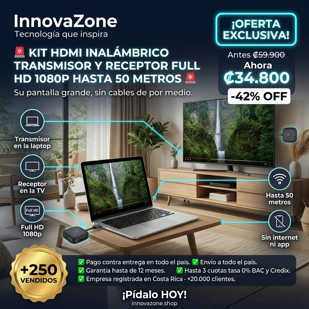 Kit HDMI inalámbrico transmisor y receptor Full HD - oferta
