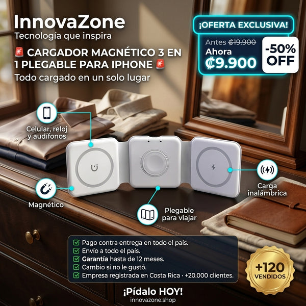 Cargador magnético 3 en 1 plegable para iPhone - oferta
