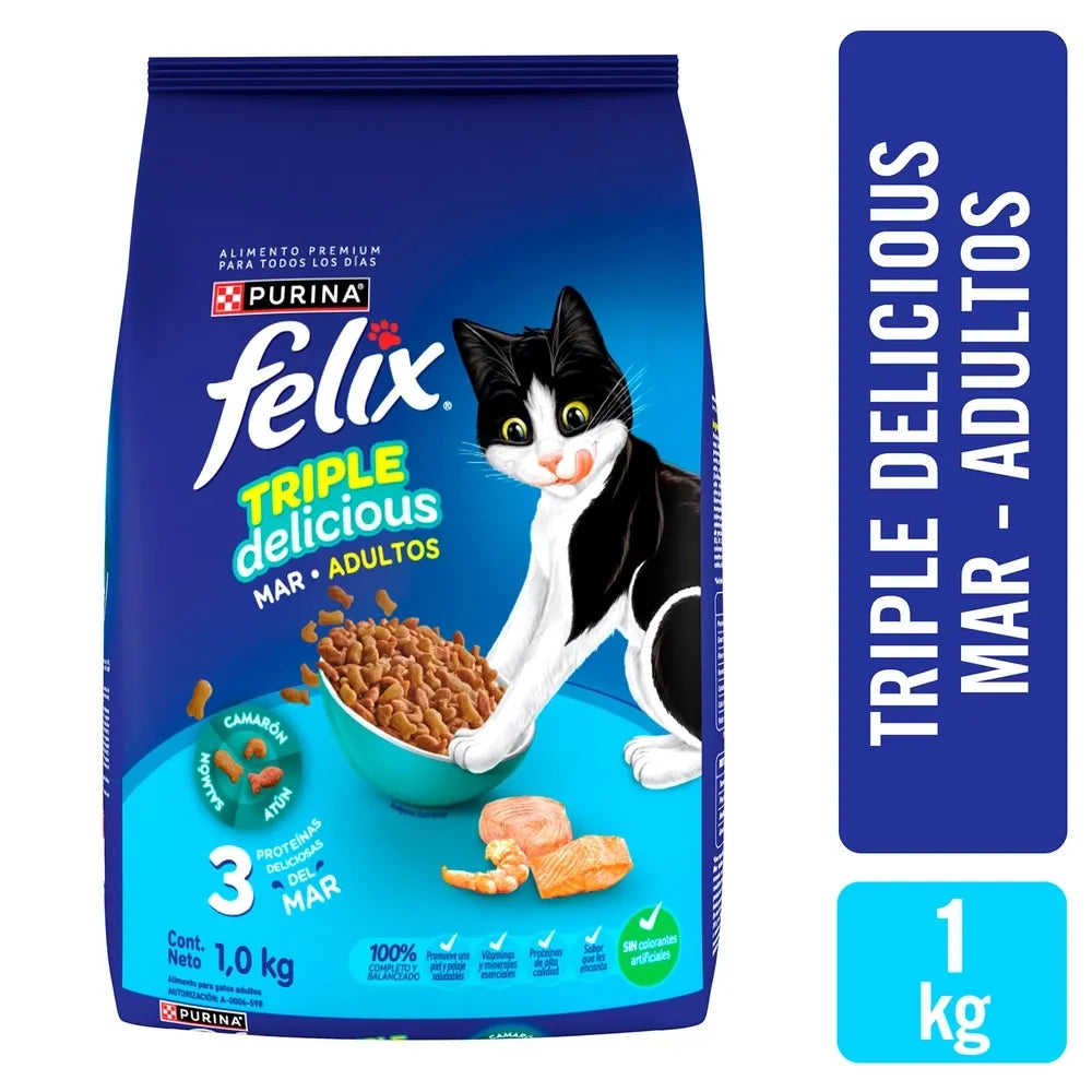 Alimento Para Gato Felix Gato Triple Mar Adulto - 1 Kg