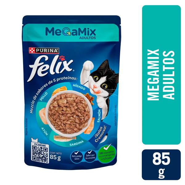 Alimento Humedo Gatos Felix Megamix 85g