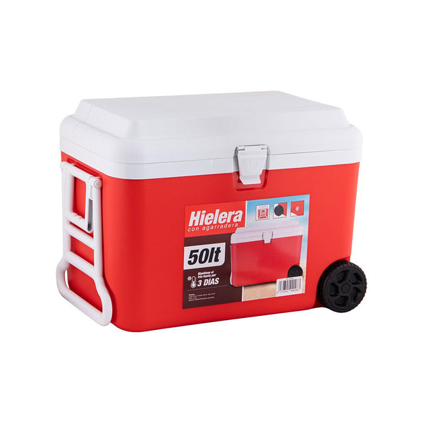 Hielera Con Agarradera Roja Plástico 50lt