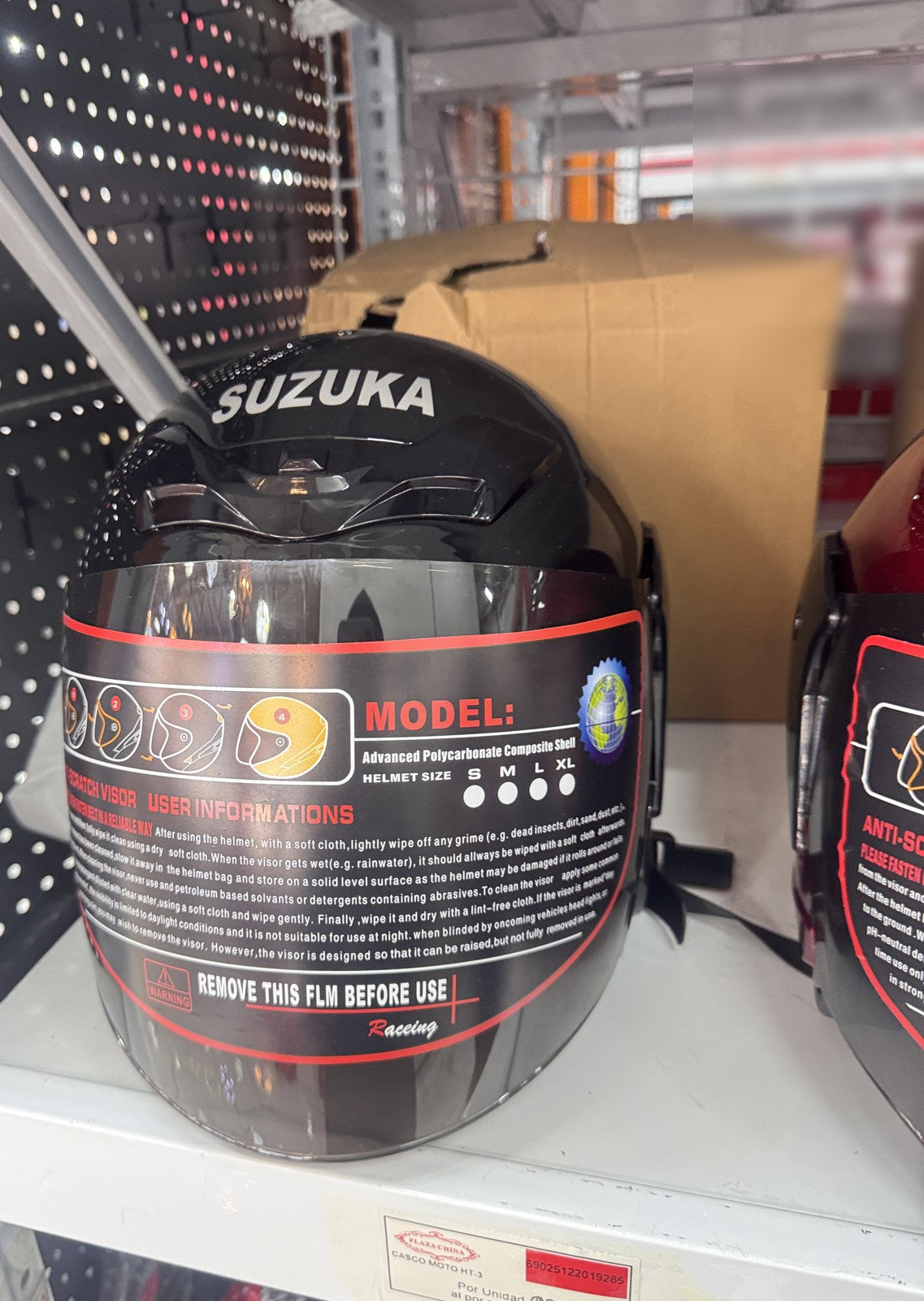 🏍️ Casco de Moto Integral SUZUKA Racing con Visor Ahumado · Forro Removible
